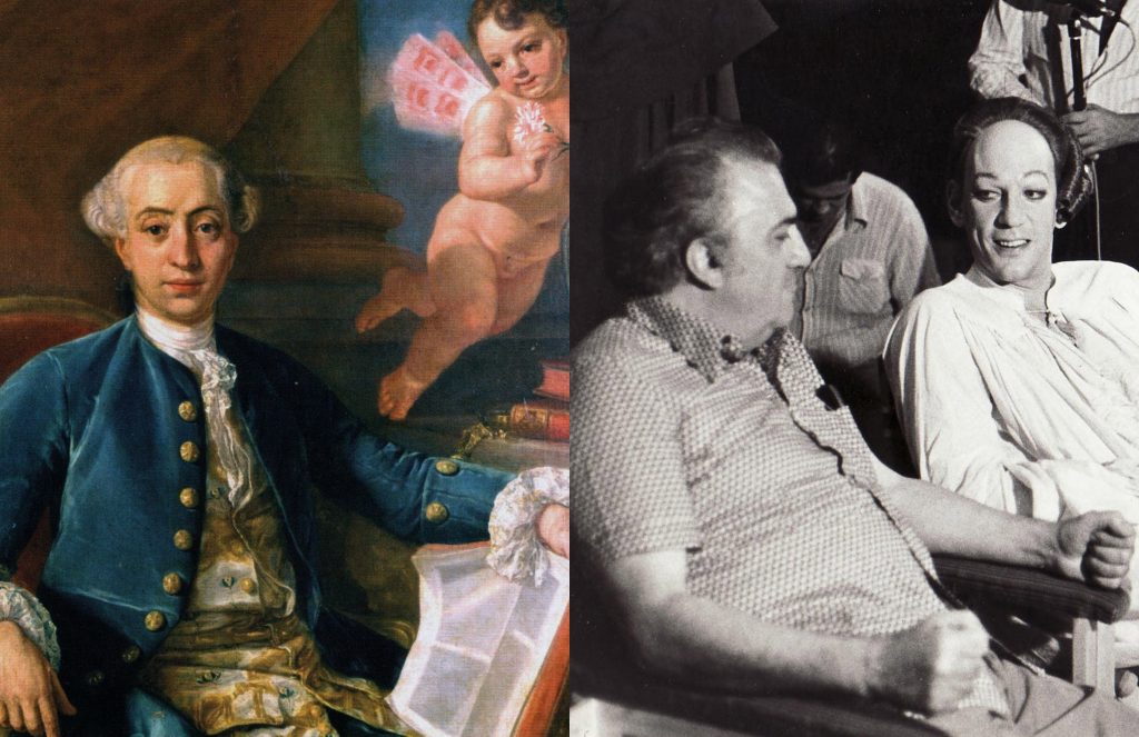 Anton Raphael Mengs (1728–1779), Portrait of Giacomo Casanova, 1760 Federico Fellini and Donald Sutherland on the set of Fellini’s Casanova