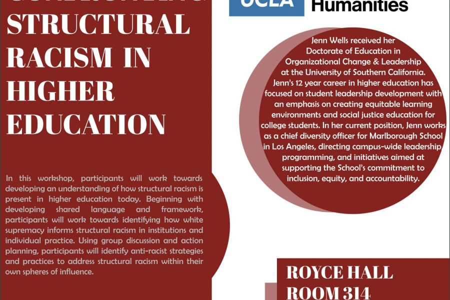 Flyer for the Structural Racism in Higher Education workshop