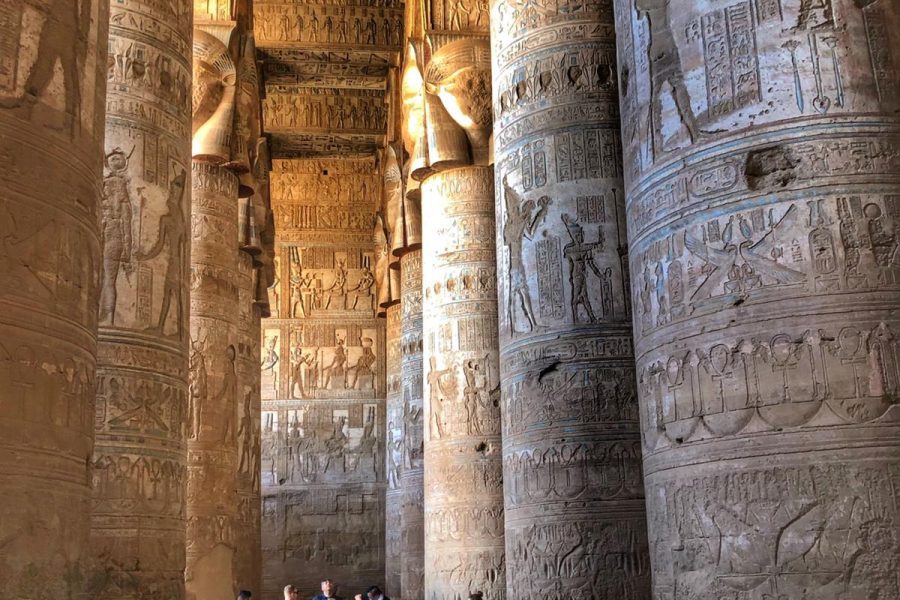 Ancient columns in Hathor's Temple, Dendara.