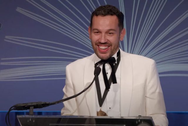Justin Torres giving acceptance speech at National Book Awards