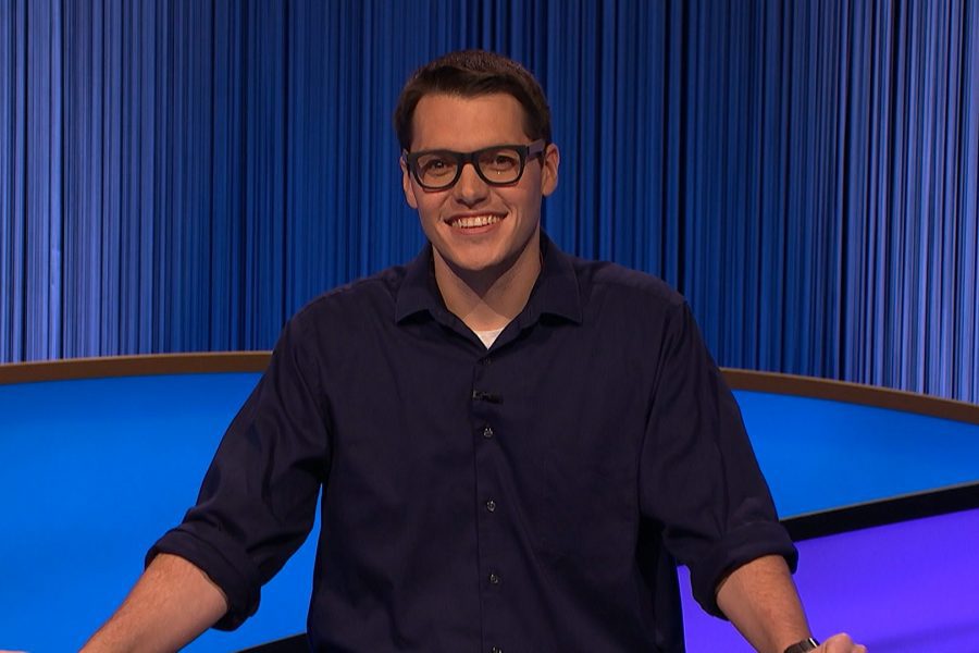 Tyler Jarvis on the set of Jeopardy!