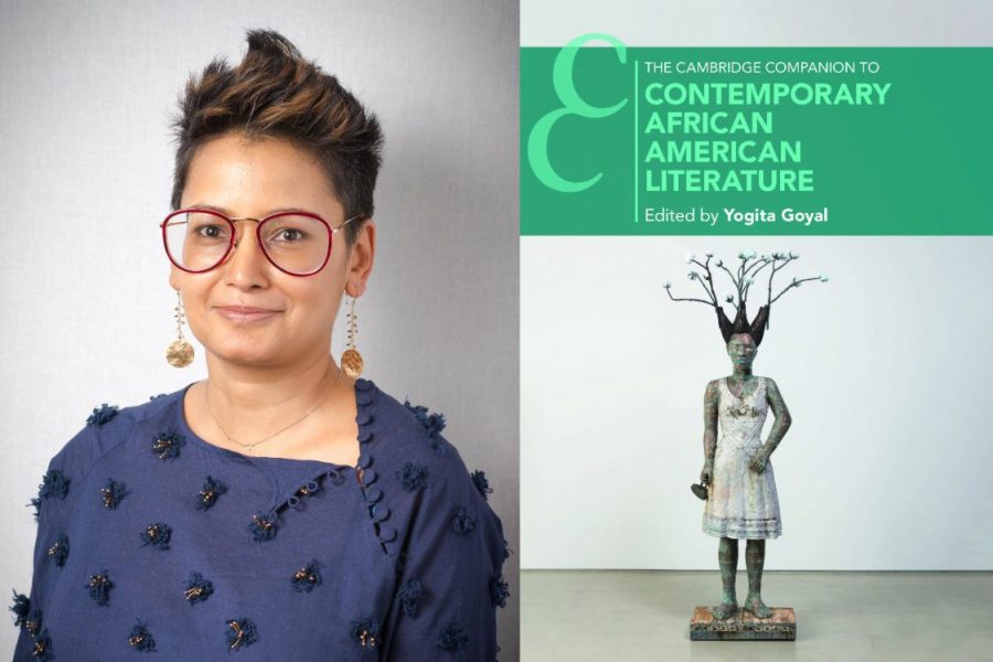 Portrait of Yogita Goyal and cover of her edited volume