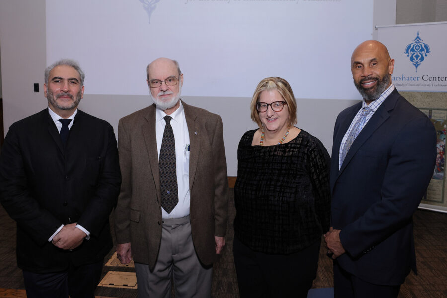 M. Rahim Shayegan, director of the Pourdavoud Institute and Yarshater Center; Elton Daniel, secretary of the Persian Heritage Foundation; Alexandra Minna Stern, dean of the UCLA Division of the Humanities; and Darnell Hunt, UCLA interim chancellor