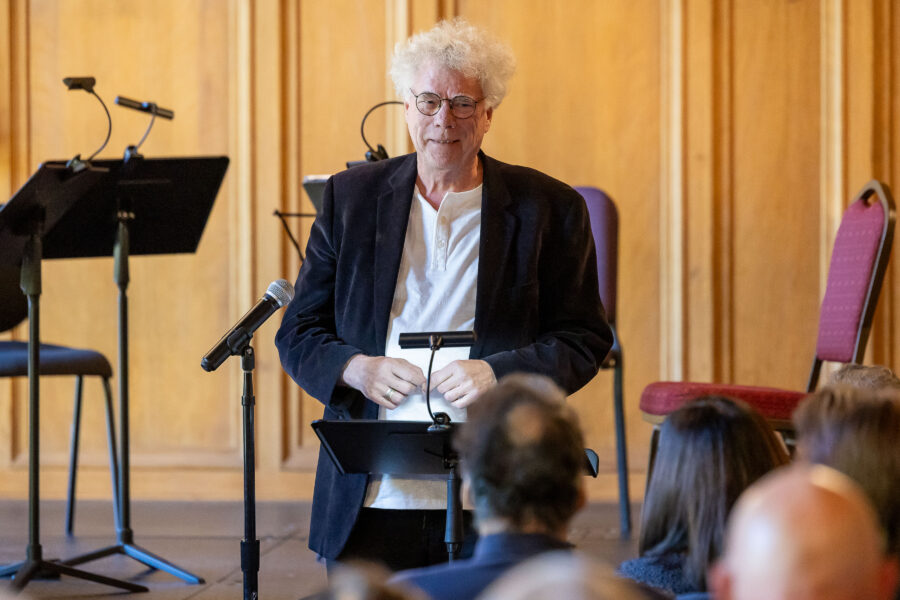 Bruce Whiteman speaking to the audience at the Clark Library