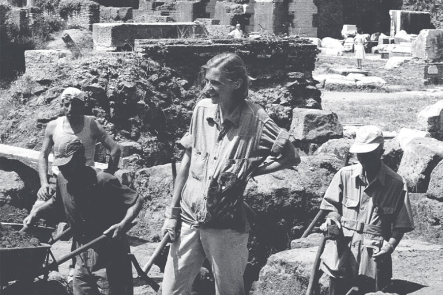 Susan Downey at an archaeological excavation