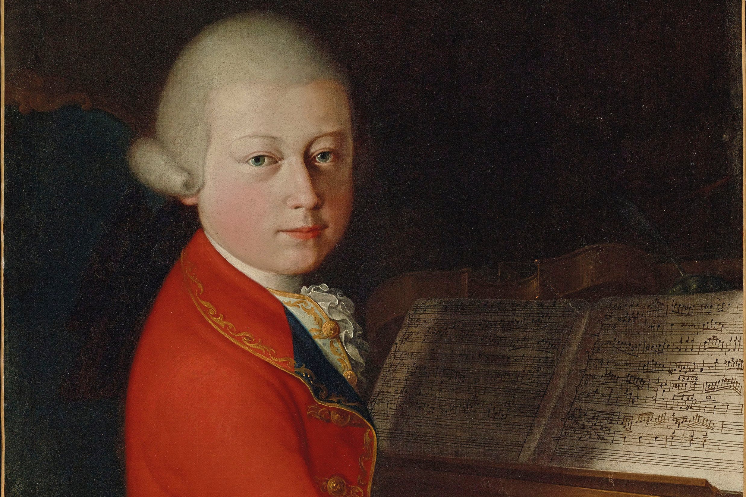 Young Mozart with sheet music