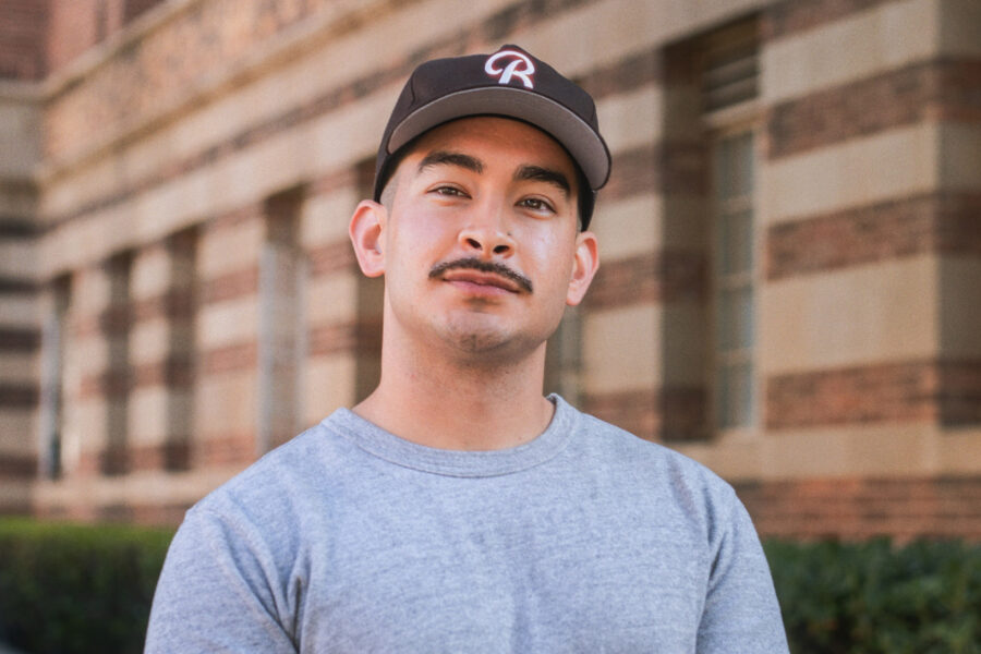 Brian Zamora outside of UCLA Powell Library