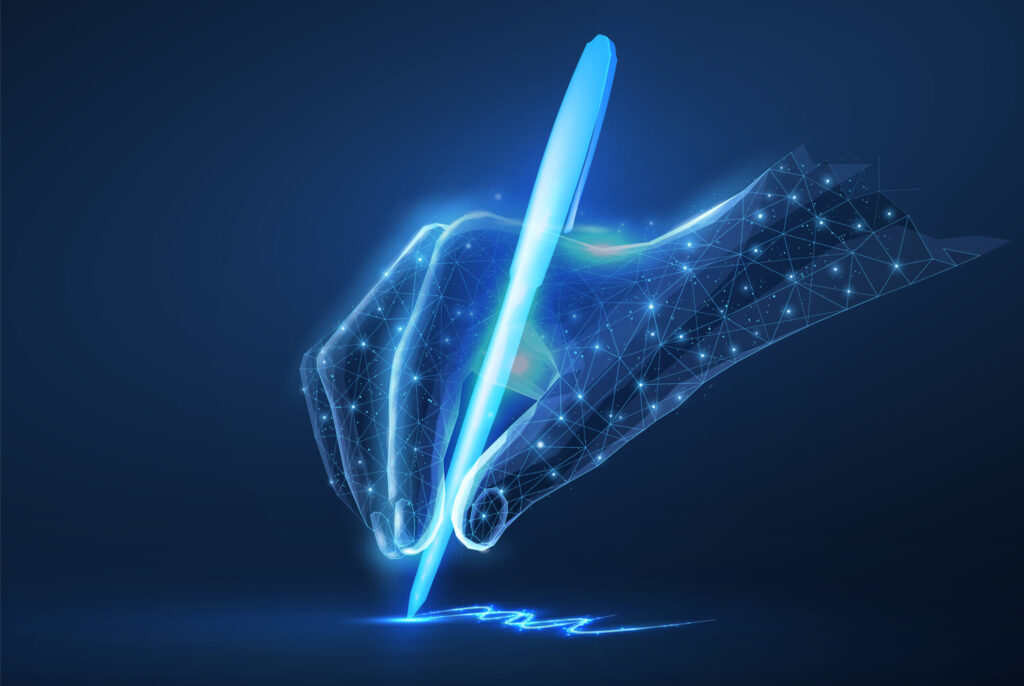 Digital image of hand and pen