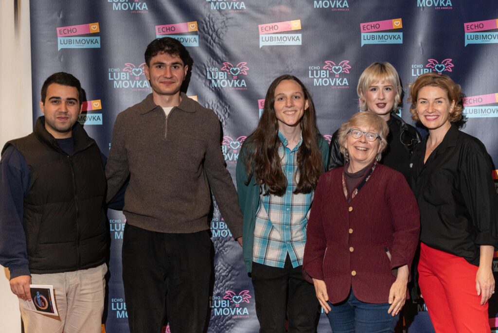 UCLA Russian language students and lecturer Susan Kresin at theater festival