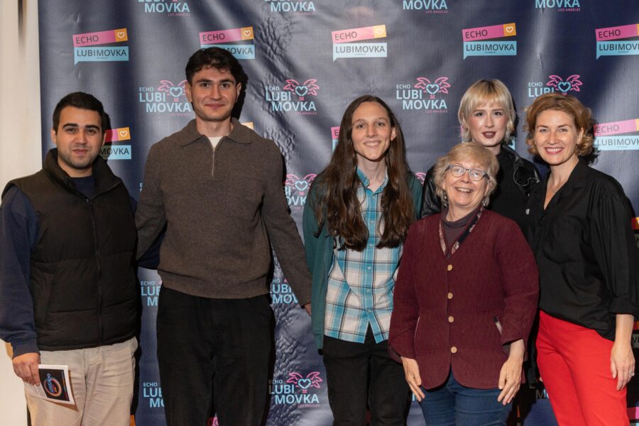 UCLA Russian language students and lecturer Susan Kresin at theater festival