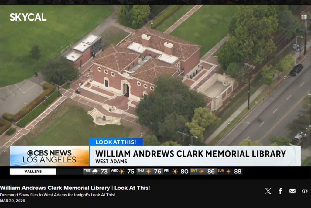 Aerial view of Clark Library from CBS LA video