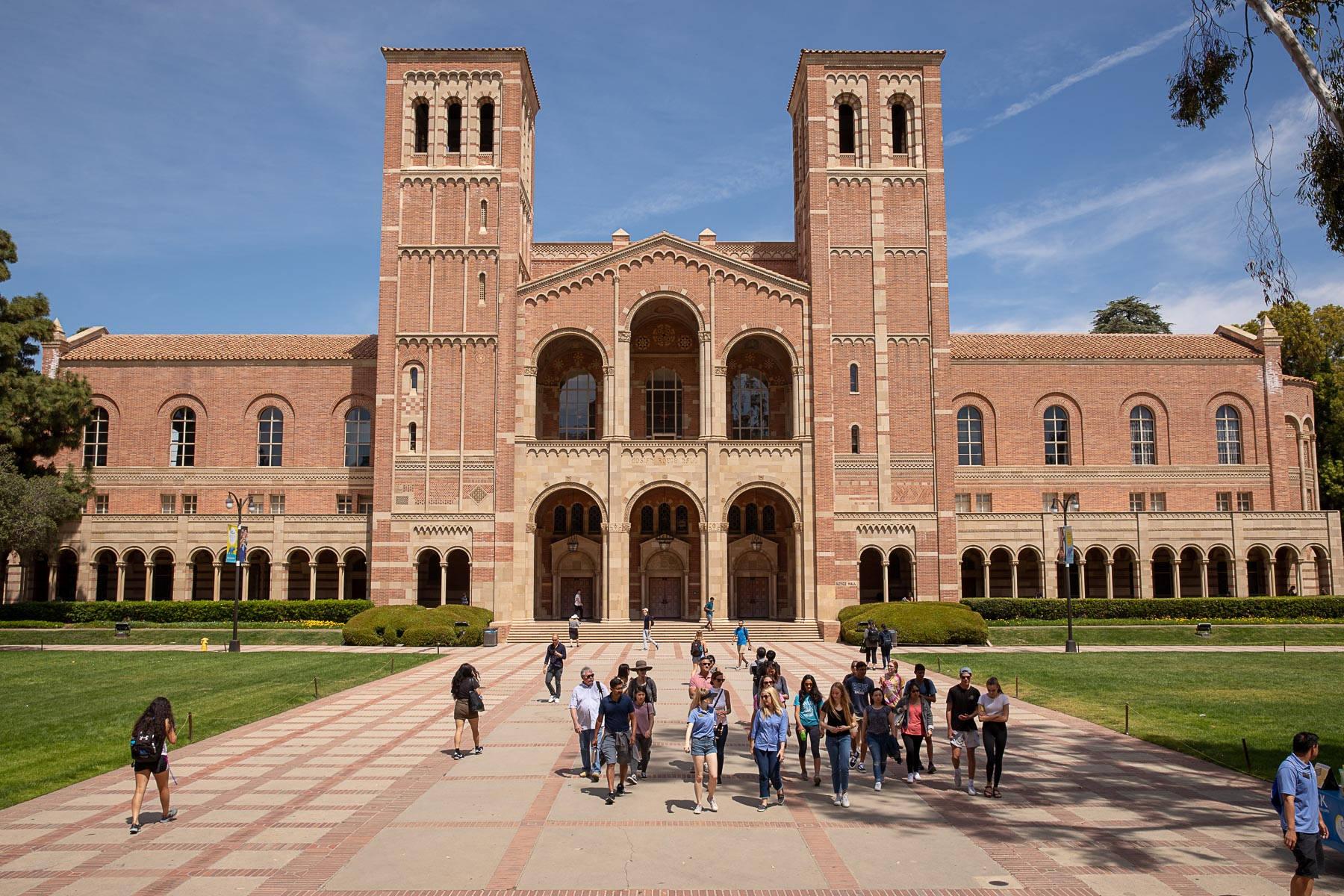 UCLA Royce Hall with group of people in front